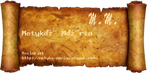 Metykó Mária névjegykártya